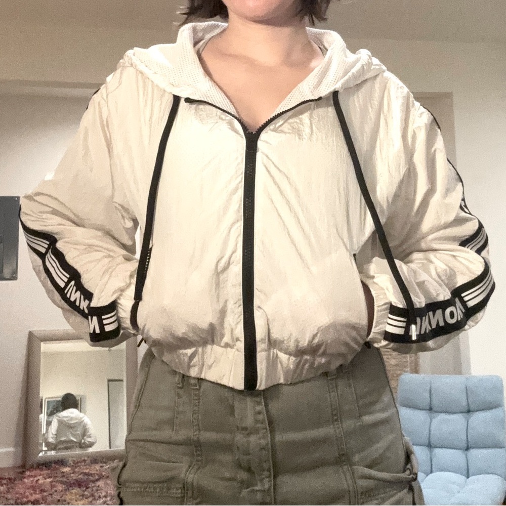White Windbreaker zip up jacket
